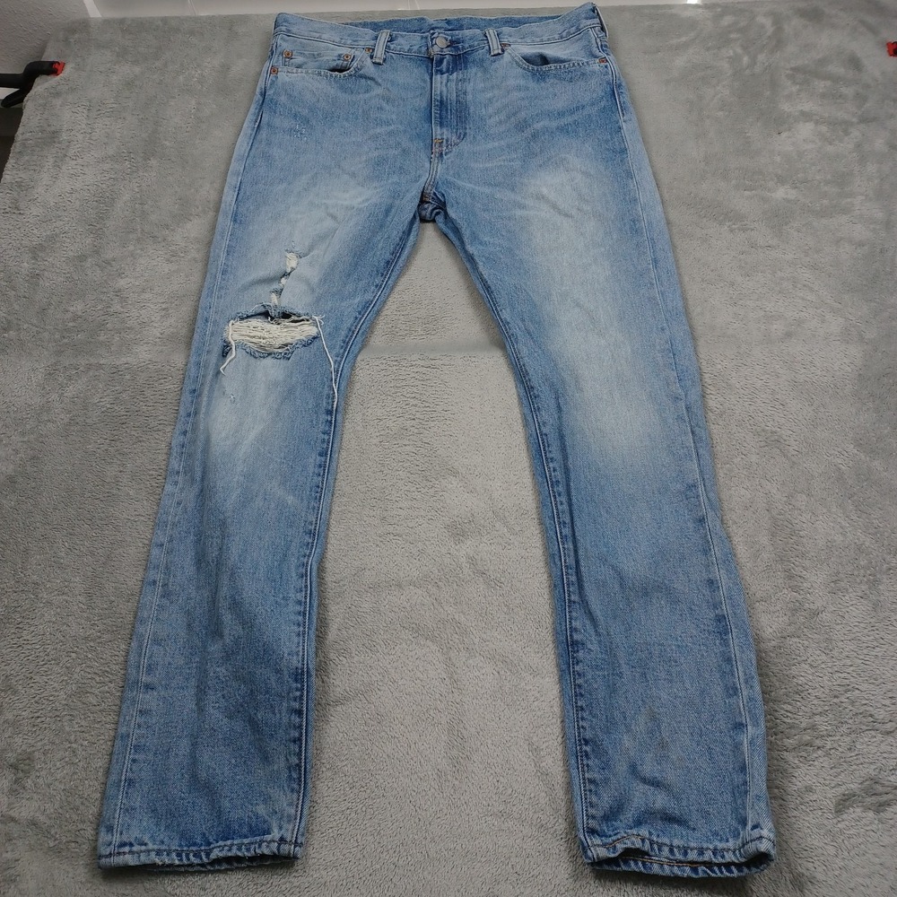 Levis 510 Jeans Mens 36x32 Blue Denim Skinny Distressed Pockets Modern
